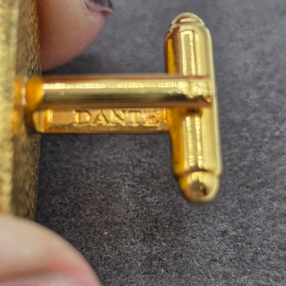 DANTE Cameo Cufflinks Boat Scene Roman Ship Oval Gold Tone Mens Formal Nautical